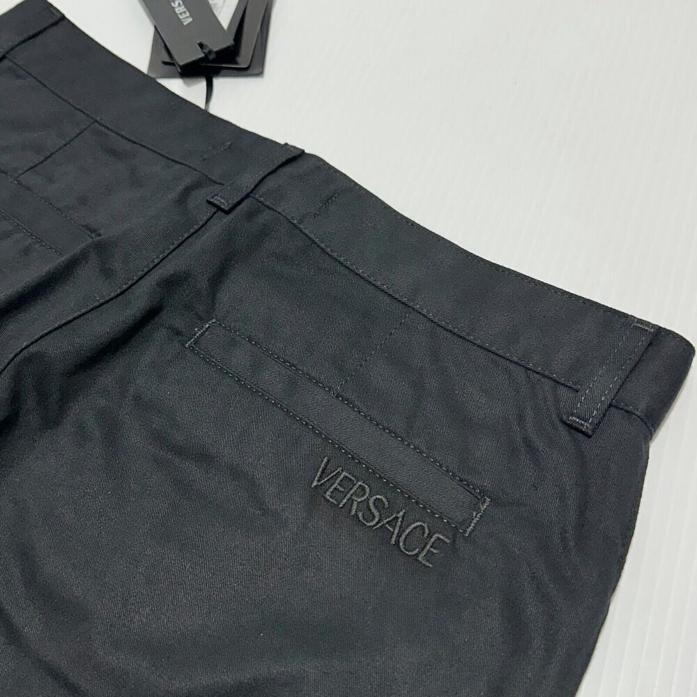 Versace Pants Men IT 52/ US 36 Black Barocco Cotton Twill Straight Leg NWT $900 - Picture 6 of 14